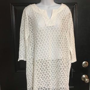 White crochet swim cover up